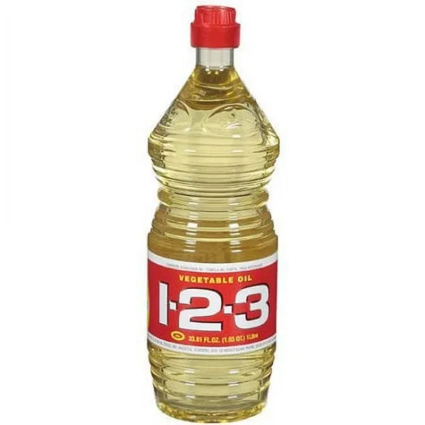 1-2-3 brand vegetable oil bottle.