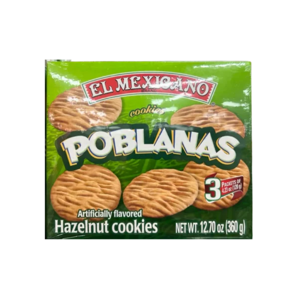 El Mexicano Poblanas hazelnut cookies box.