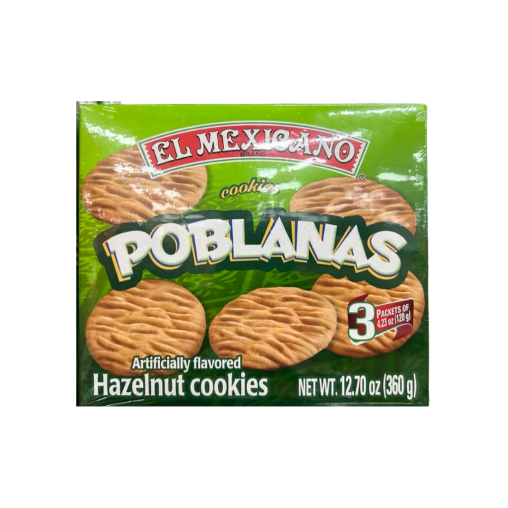 El Mexicano Poblanas hazelnut cookies box.