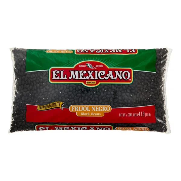 El Mexicano brand black beans, 4 lb bag.