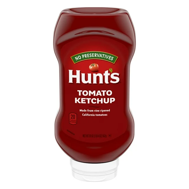 Hunt's Tomato Ketchup bottle, no preservatives.