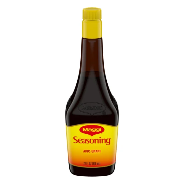 Maggi Seasoning bottle, adds umami.