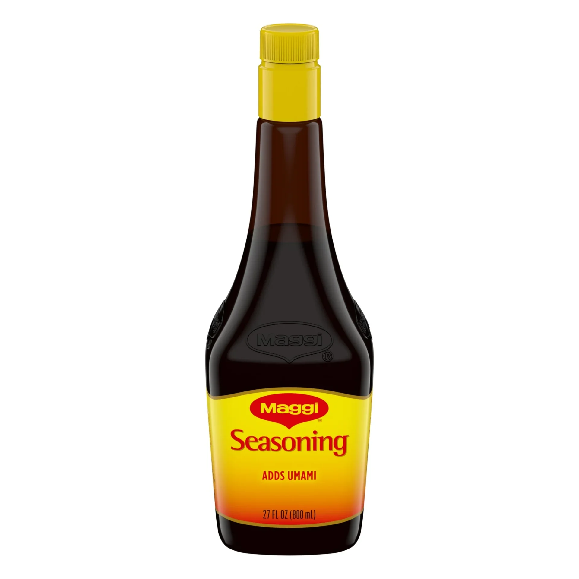 Maggi Seasoning bottle, adds umami.